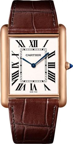 Mens Rose Gold Watch, Wear Watch, Brown Leather Watch, Cartier Panthere, Cartier Santos, Gents Watches, Cartier Tank