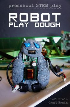 robot play dough sitting on top of a table