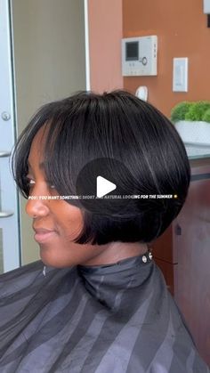 Bob Black Woman Natural Hair, Eat Length Bob, Black Quick Weave Bob Hairstyles, Ear Length Bob Black Women, Short Bob With Bangs For Black Women, Sewin Bob Hairstyles Black Women, Middle Part Bob Hairstyles For Black Women, Natural Hair Short Cuts For Black Women, Short Bob Haircuts For Black Women