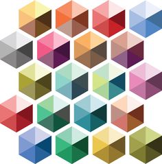 an image of colorful cubes in the shape of a hexagonal pattern on a white background