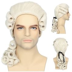 Category:Synthetic Wig; Gender:Men's; Wig Type:Cosplay Wig; Occasion:Daily Wear,Party / Evening,Vacation,Birthday,Cosplay Costumes; Age Group:Adults; Cosplay Works:Medieval; Color Shade:Blonde,White,Brown,Gray; Hair Material:Synthetic Hair; Cap Construction:Machine Made; Texture:Curly; Length:Long; Features:Party,Easy to Carry,Fashion,Comfy,Fluffy; Heat Resistant:Yes; Listing Date:08/29/2023; Cap Circumference:; Front to Back:; Nape of Neck:; Side to Side Across Forehead:; Side to Side Over Top: Colonial Wigs, 18th Century Hairstyles, Powdered Wig, Funny Wigs, Grey Blonde, Wig Party, Silver Blonde, Halloween Wigs, Beige Blonde