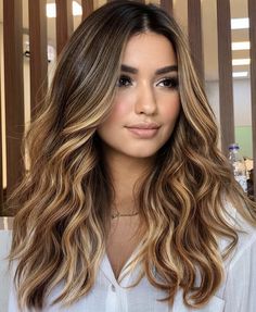 Honey Blonde Balayage On Brown Skin, Caramel Balayage Front View, Blonde Balayage Olive Skin Tone, Caramel Balayage Pale Skin, Honey Blonde Hair On Olive Skin, Sofia Vergara Hair, Light Golden Brown Hair, Honey Balayage