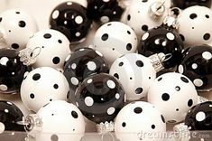 black and white polka dot glass ornaments