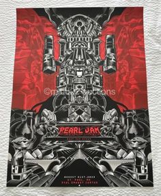 the poster for pearl jam's album, featuring an image of a giant robot