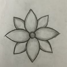 a drawing of a flower that is drawn in pencil on white paper with black ink