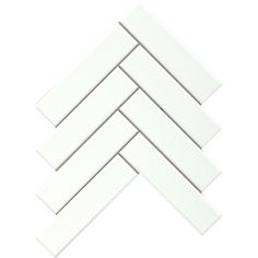 six white tiles stacked up in the shape of a chevroned triangle on a white background