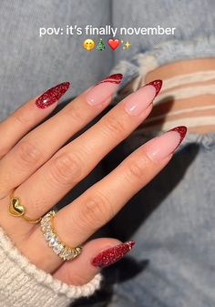 New Years Nail Designs, December Nails, Work Nails, Red Nail, New Year's Nails