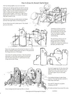 some drawings are shown in the book how to draw an ancient castle ruins?