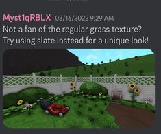 an image of a fake lawn being used as a text message