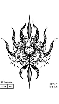 an intricate flower tattoo design in black and white