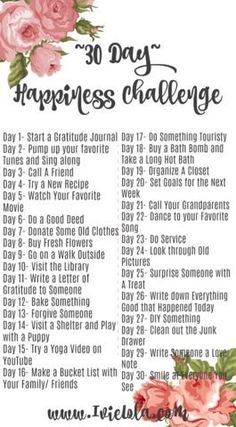 Happiness Activities, 30 Day Happiness Challenge, Happy Challenge, Positivity Challenge, Wellness Challenge, Challenges To Do, Happiness Challenge, Happiness Project, Friends Day