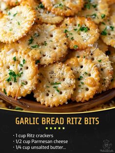 garlic bread ritz bits on a plate