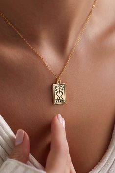 Welcome to the magical world of PKJewelry Personalized Jewelry Personalized tarot card necklace is perfect as a special gift for her. This tarot necklace is a great choice as a gift for Mother's Day, Birthday, Anniversary, Valentines Day, Christmas. High quality tarot necklace is specially prepared for you with great care. The gold plating on it is much thicker than other platings. Therefore, it is a nice gift to be used for a long time. Our products do not tarnish and are anti-allergic. - Our chains are sent with 16 inch and 2 inch extension chain. You can adjust it to the size you want. If you want it shorter or longer, please contact us.  Size : 14x24mm  All Our Tarot Necklace  https://www.etsy.com/shop/PKJewelryNecklace?ref=shop-header-name&listing_id=1794870106&from_page=listing&searc Tarot Necklace, Witchy Necklace, Tarot Card Necklace, Mystical Necklace, Spiritual Necklace, Card Necklace, Special Gifts For Her, Jewelry Personalized, Necklace Heart