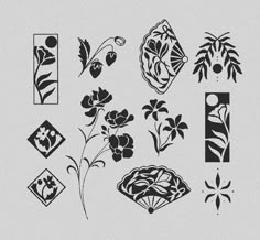 an image of flowers and leaves on a white background with the words monogram tattoo