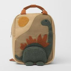 Long Neck Dinosaur, Cozy Porch, Embroidered Sun, Embroidery Canvas, Cartoon Canvas, Dinosaur Backpack, Embroidered Backpack, Walking Bag, Display Table