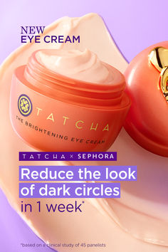 Tatcha's NEW Brightening Eye Cream visibly reduces 3 types of dark circles, de-puffs, and visibly firms with 12-hour time release Vitamin C for bright, well-rested eyes. Vitamin C Eye Cream, Brightening Eye Cream, Well Rested, Brightening Serum, Eye Cream, Dark Circles, Vitamin C, Sephora, Circles