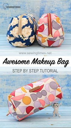 🌹How to Make Awesome Makeup Bag DIY Sewing Pattern Makeup Bags Cute, Easy Makeup Bag Sewing Pattern, Sewing Times Bag, Sewing Pattern Makeup Bag, Toiletry Bag Sewing Pattern Free, Free Makeup Bag Sewing Pattern, Cosmetic Bag Sewing Pattern, Make Up Bag Patterns, Makeup Bag Pattern Free