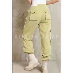 Pol Celery Green Y2k Slouchy Cargo Pants Color Truest To 2nd Photo Cool In Cargo, These Classic Pants Are The Perfect Ode To The Early 2000’s. Pair These With Sleek Ballet Flats Or Toughened Up Moto Boots For Endless Ways To Wear. Features Relaxed, Baggy Fit Lightweight Cotton Twill High Rise Button & Zip Closure Self Tie At Waist Various Utility Pockets Bottom Side Zippers Elastic Bands At Leg Opening 100% Cotton Imported Flat Lay Measurements Small Waist 13.5” Rise 12” Inseam 27” Total Length Y2k Cotton Cargo Pants, Y2k Cotton Straight Pants, Y2k Straight Cotton Pants, Y2k Style Cotton Straight Pants, Green Wide Leg Y2k Bottoms, Green Y2k Wide Leg Bottoms, Y2k Straight Pants With Pockets, Y2k Style High Waist Green Bottoms, Y2k Style Green Cotton Bottoms