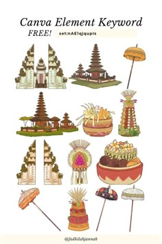 an image of a bunch of items that are in the shape of a castle and trees