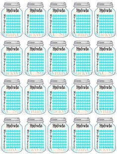 a large set of blue and white jars with numbers on the front, one is filled with