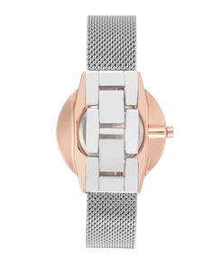 Mesh Bracelet Watch Trendy Round Metal Watch, Trendy Metal Round Watches, Metal Watch With Bracelet Strap, Metal Watches With Bracelet Strap, Trendy Silver Watch With Metal Dial, Trendy Metal Analog Watches, Timeless Adjustable Metal Watch, Trendy Metal Watches For Formal Occasions, Adjustable Analog Metal Watches