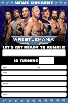 an image of a wrestling event ticket card with the words, let's get ready to rumble is turning