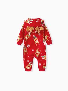 Fleece Pjs, Matching Family Christmas Pajamas, Christmas Onesie, Onesie Pajamas, Deer Print, Family Christmas Pajamas, Polar Fleece, Christmas Pajamas, Christmas Baby