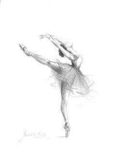 a pencil drawing of a ballerina dancer