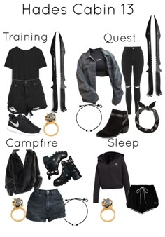 an image of clothes and accessories with words describing them