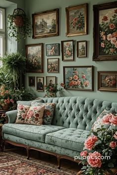 Vintage Floral Fantasy Spring Living Room Decor, Spring Living Room, Boho Living Room, A Living Room, Living Room Ideas, Dream House Decor, Dream Home Design, Home Decor Inspiration