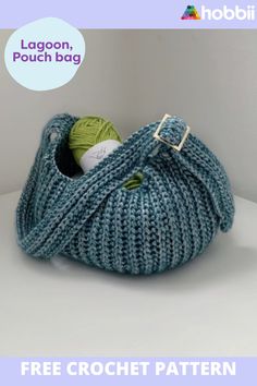 a crochet bag is sitting on a table with the text, free crochet pattern