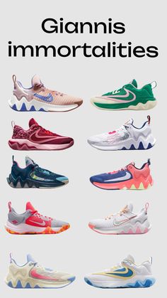 an advertisement for nike's upcoming sneaker, which features different colors and sizes