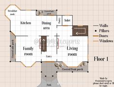 a floor plan for a house with different rooms