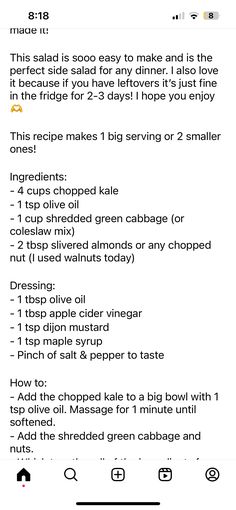 the recipe for this meal is shown on an iphone screen, and it appears to be in