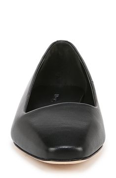 A squared-off toe lends modern appeal to a versatile ballet flat that will complement your polished wardrobe. Leather upper, lining and sole Imported Black Ballet Flats For Workwear With Low Heel, Black Ballet Flats For Work With Low Heel, Fitted Closed Toe Ballet Flats For Formal Occasions, Black Ballet Flats For Work, Classic Medium Width Ballet Flats For Evening, Classic Evening Ballet Flats Medium Width, Formal Closed Toe Ballet Flats, Formal Fitted Closed Toe Ballet Flats, Low Heel Ballet Flats With Leather Sole For Work