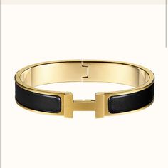 Classic Black And Gold Herms Clic Hh Bracelet. In Excellent Condition. Hermes Jewelry, Black And Gold, Womens Jewelry Bracelets, Classic Black, Jewelry Bracelets, Women Jewelry, Bracelet, Collage, Gold