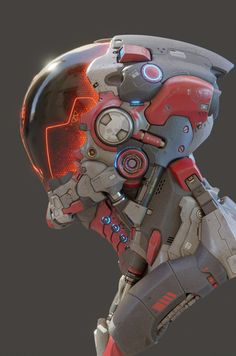 a sci - fi character with a futuristic helmet on