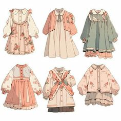 four different types of clothes for babies and toddlers, all in pastel colors