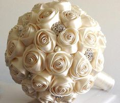 a bridal bouquet made up of white roses