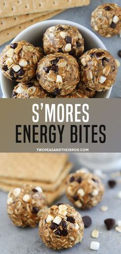 no bake energy bites in a bowl with chocolate chips and oats on the side