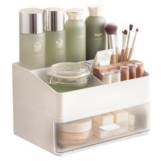 【Easy Visibility-Visually Appealing Storage】 cosmetic and accessory organizer's easy and quick to see and access all of your favorites, and its clean lines and white exterior look good anywhere. Storage For Makeup, Lipstick Organizer, Lipstick Brush, Makeup Organizers, Cosmetic Display, White Exterior, Brush Hair, Display Cases, Cosmetic Organizer