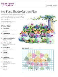 a garden plan with flowers and plants on it