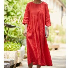 2019 New Design Loose Style 100% Linen Spring Women Dresses CH19003 Summer Pleated Dress With Folds, Elegant Summer Dresses With Pintucks, Casual Pleated Dress For Summer Daywear, Casual Summer Pleated Dress For Daywear, Casual Pleated Linen Dress For Summer, Summer Casual Pleated Dress, Summer A-line Midi Dress With Folds, Summer Linen Pleated Dress, Casual Cotton Pleated Maxi Dress