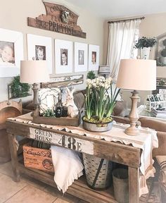 a living room filled with lots of furniture and pictures on the wall next to each other