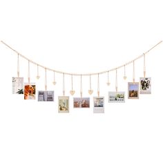 PRICES MAY VARY. Wood Display your important moment: Wall photo hanging display creates a great way for people to mark their wonderful details of life, showing others their journey, love and fond memories of a lifetime. This picture holder for wall can also be used as a specific decoration for theme festival event, like birthday, wedding, anniversary, graduation or christmas party. Multi photo dispaly: Photo hanger with 9pcs wooden clips, you can give your custom wall art a makeover any time you Diy Collage Picture Frames, Hanging Photo Display, Cubicle Decor Office, Frame Wall Collage, Collage Des Photos, Wall Collage Decor, Art Display Kids, Wood Clips, Display Family Photos