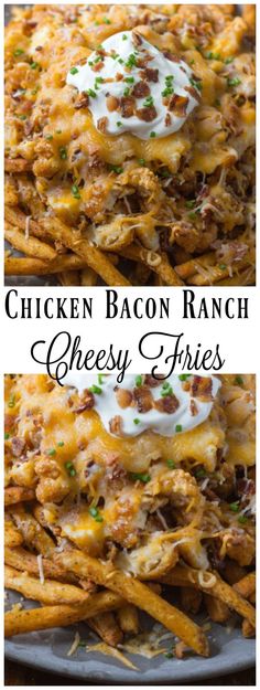 chicken bacon ranch cheesy fries on a plate