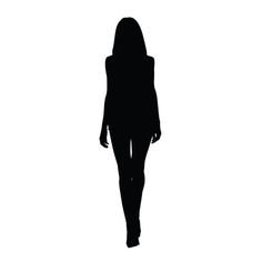 the silhouette of a woman walking on a white background