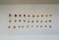 Earing Gold Design Simple Tops, Kasu Studs Gold, Kempu Studs Gold, Traditional Gold-plated Chandbalis For Pierced Ears, Gold Nose Stud Indian, Gold Earrings Studs Simple, Gold Nose Pin Design For Girls, Indian Gold Necklace Designs, Beaded Wedding Jewelry