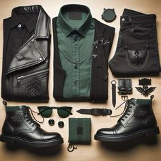 Mafia Clothes Men, Forest Green Outfit, Teacher Rp, Non Binary Outfits, Masc Fashion, Classy Outfits Men, Designer Suits For Men, Concept Clothing, Mens Casual Dress Outfits