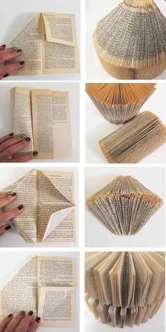 an open book with pages folded in the shape of seashells on top of each other